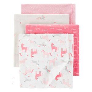 Carter's 4 pack receiving blankets Pink White Unicorn